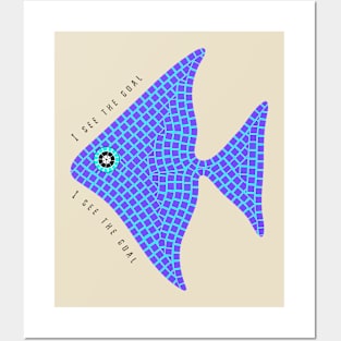 Blue mosaic angelfish Posters and Art